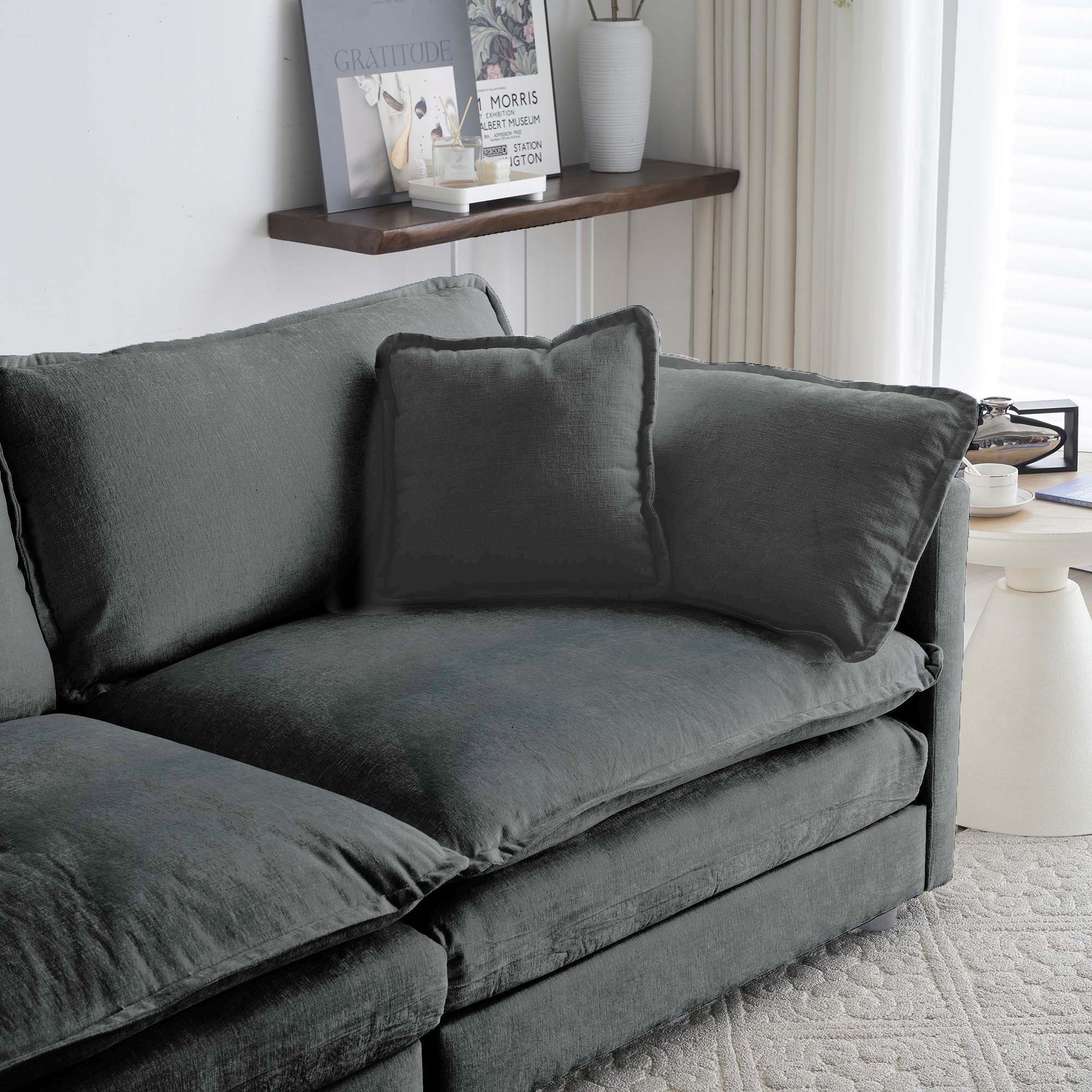 U Shaped Sectional Sofa W Reversible Footrest, 5 Seater Convertible Corner Couch With 2 Ottomans ,Modern Minimalist Soft Sofa & Couch For Living Room ,Gray Chenille Gray Chenille 3 Seat