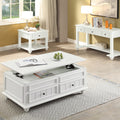 White Washed End Table With Bottom Shelf White Primary Living Space Traditional Poplar Drawers Rectangular Wood