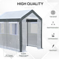 Outsunny 8' X 6' X 7' Walk In Greenhouse, Outdoor Garden Warm Hot House With 4 Roll Up Windows, 2 Zippered Doors And Weather Cover, White White Polyethylene
