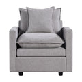 Chenille Fabric Comfy Deep Single Seat Sofa Upholstered Reading Armchair Living Room Gray Wood Foam Chenille 1 Seat