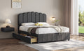 Full Size Upholstered Bed With 4 Storage Drawers,Wood Slat Support, Gray Full Gray Upholstered