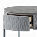 Grey High Gloss And Chrome End Table With Drawer Grey Silver Primary Living Space Shelves Round Wood Metal