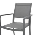 Outdoor Modern Aluminum Dining Chair With Mesh Seat Set Of 2 , Metal Gray And Dark Gray Gray Aluminium