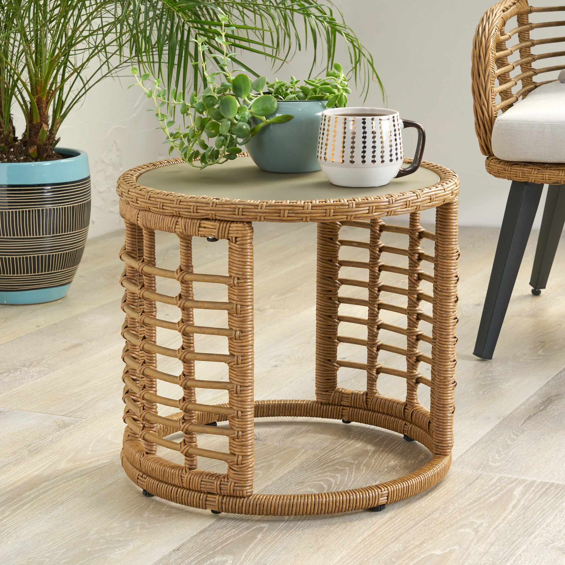 Tatiana Side Table Light Brown Rattan