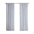 Poly Printed Curtain Panel With Tufted Stripe And Lining White Navy 50X95