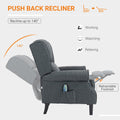 Homcom Vibrating Massage Recliner Chair For Living Room, Reclining Wingback Single Sofa With Heat, Linen Fabric Push Back Accent Chair With Footrest, Side Pocket, Charcoal Gray Charcoal Grey Linen