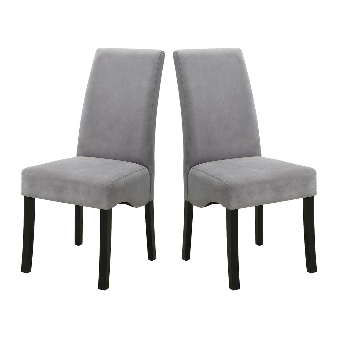 Set Of 2 Velvet Upholstered Dining Side Chairs, Grey And Black Solid Grey Dining Room Rectangular Dining Chairs Set Of 2 Mdf,Velvet