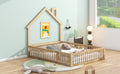 Wood Full Size House Platform Bed With Guardrail, Natural Box Spring Not Required Full Natural Wood Bedroom Solid Wood Mdf