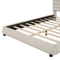 Queen Size Velvet Upholstered Platform Bed,Solid Frame And Stylish Curve Shaped Design, Beige Queen Beige Velvet