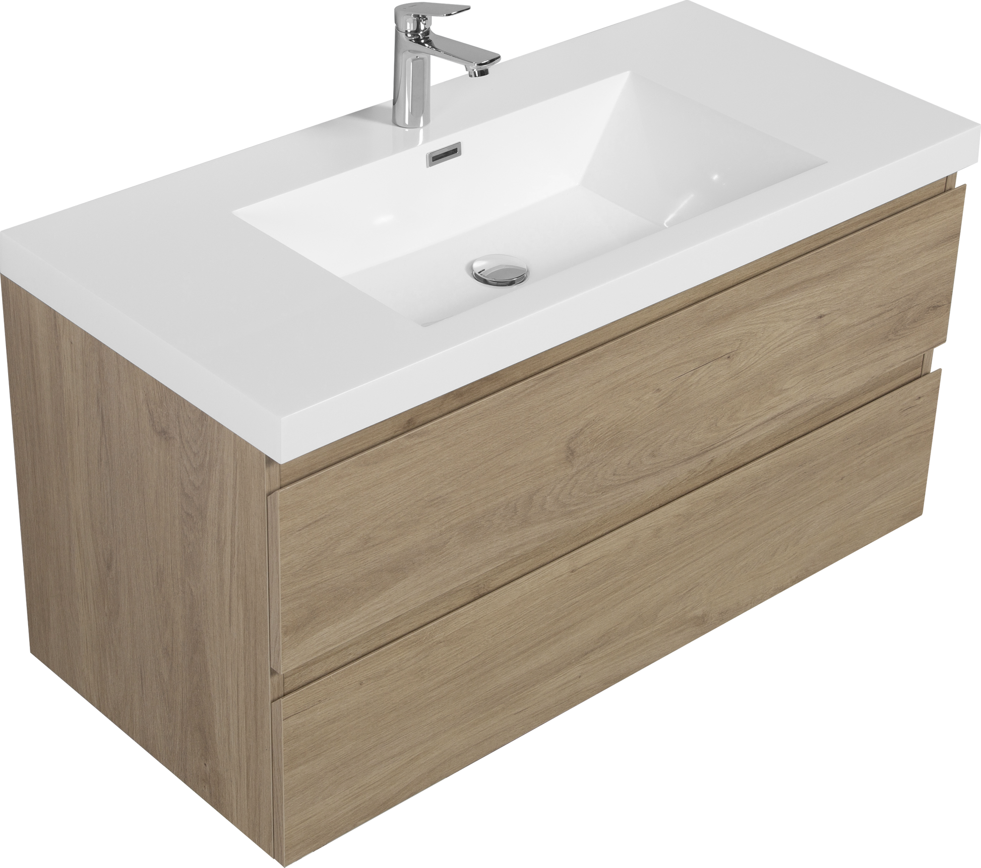 42" Floating Bathroom Vanity With Sink, Modern Wall Mounted Bathroom Storage Vanity Cabinet With Resin Top Basin And Soft Close Drawers, Natural Oak 24V11 42No White Oak Wood