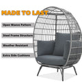 Large Outdoor Egg Chair, Indoor Patio Wicker Basket Chair With Cushion, Rattan Egg Chairs For Bedroom, Outside, Balcony,Grey Grey Pe Rattan Iron