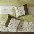 Embroidered 7 Piece Comforter Set Green Queen Queen Green Polyester
