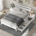 Full Size Wooden Platform Bed With 2 Storage Drawers And 2 Bedside Tables, White Full White Pine