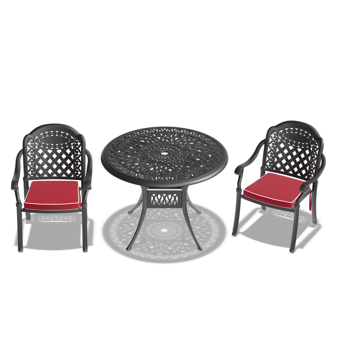 Cushions In Random Colors 3 Piece Set Of Cast Aluminum Patio Furniture With Cushions Yes Complete Patio Set Black Seats 2 Rust Resistant Frame Water Resistant Cushion Garden & Outdoor Complete Patio Sets Aluminium