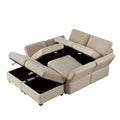 Oversized Modern 6 Seat Upholstered Sofa, Large Sectional Sofa With Storage Seats And Ottomanssofa Bed With Thick And Soft Cushions At All Sidesadjustable Arms And Backs Beige Beige Polyester 4 Seat