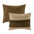 7 Pc Pieced Faux Suede Comforter Set Natural Full Full Natural Polyester
