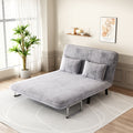 Velvet Light Gray 55 Convertible Chair Bed, Tri Fold Sofa Bed With Adjustable Backrest & Pillow, Leisure Chaise Lounge Couch With Sturdy Steel Frame For Home & Office, Comfortable Sleeper Chair Light Gray Velvet Metal Primary Living Space Medium Firm