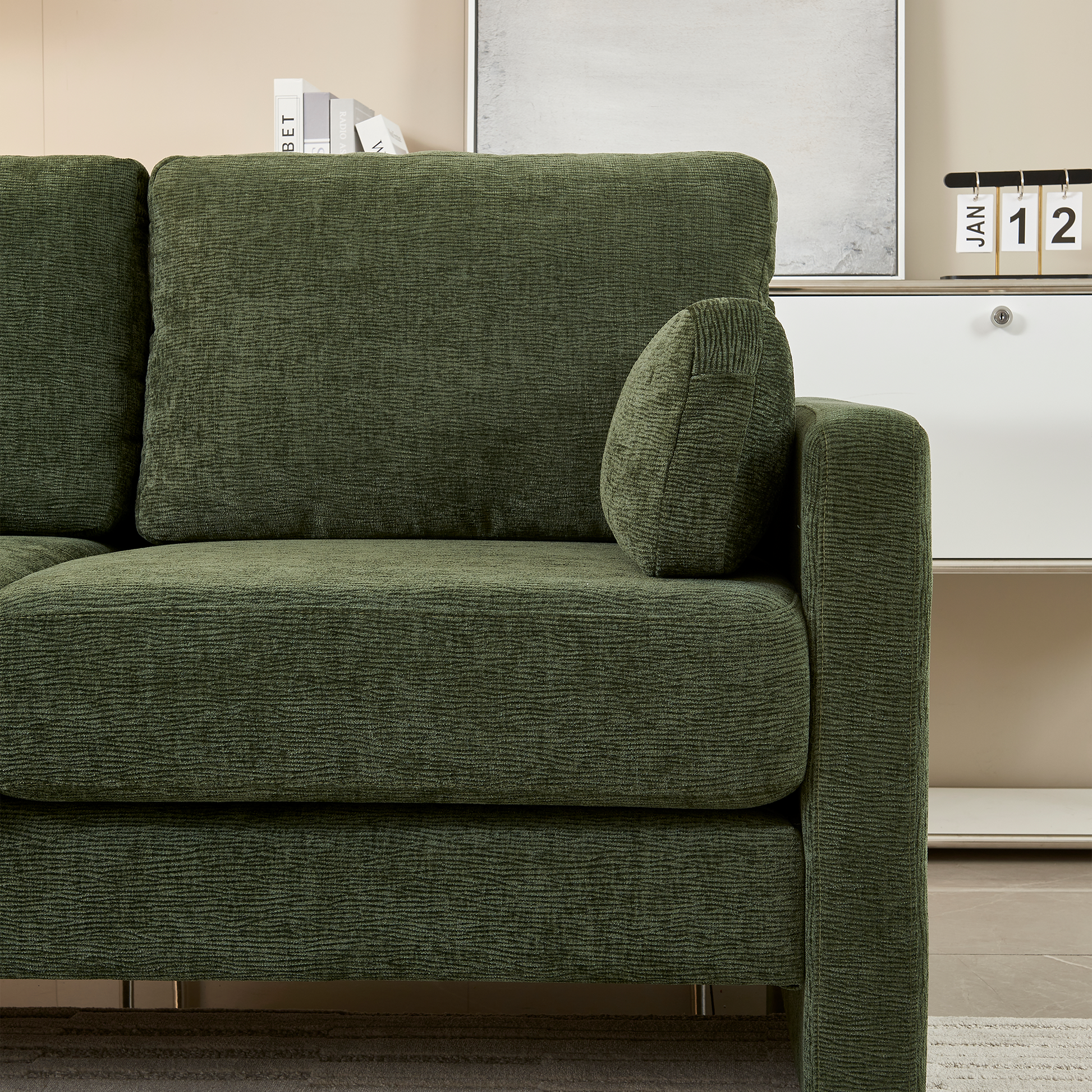 58.66" Small Modern Loveseat Sofa, Mid Century Chenille Fabric 2 Seat Couch Beautiful Seat With Back Cushions, Accent Sofa Couch For Living Room, Bedroom And Small Space Green Wood Foam Chenille 2 Seat