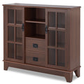 Walnut 2 Door Server With 2 Drawer Walnut Dining Room Open Storage Wood Glass