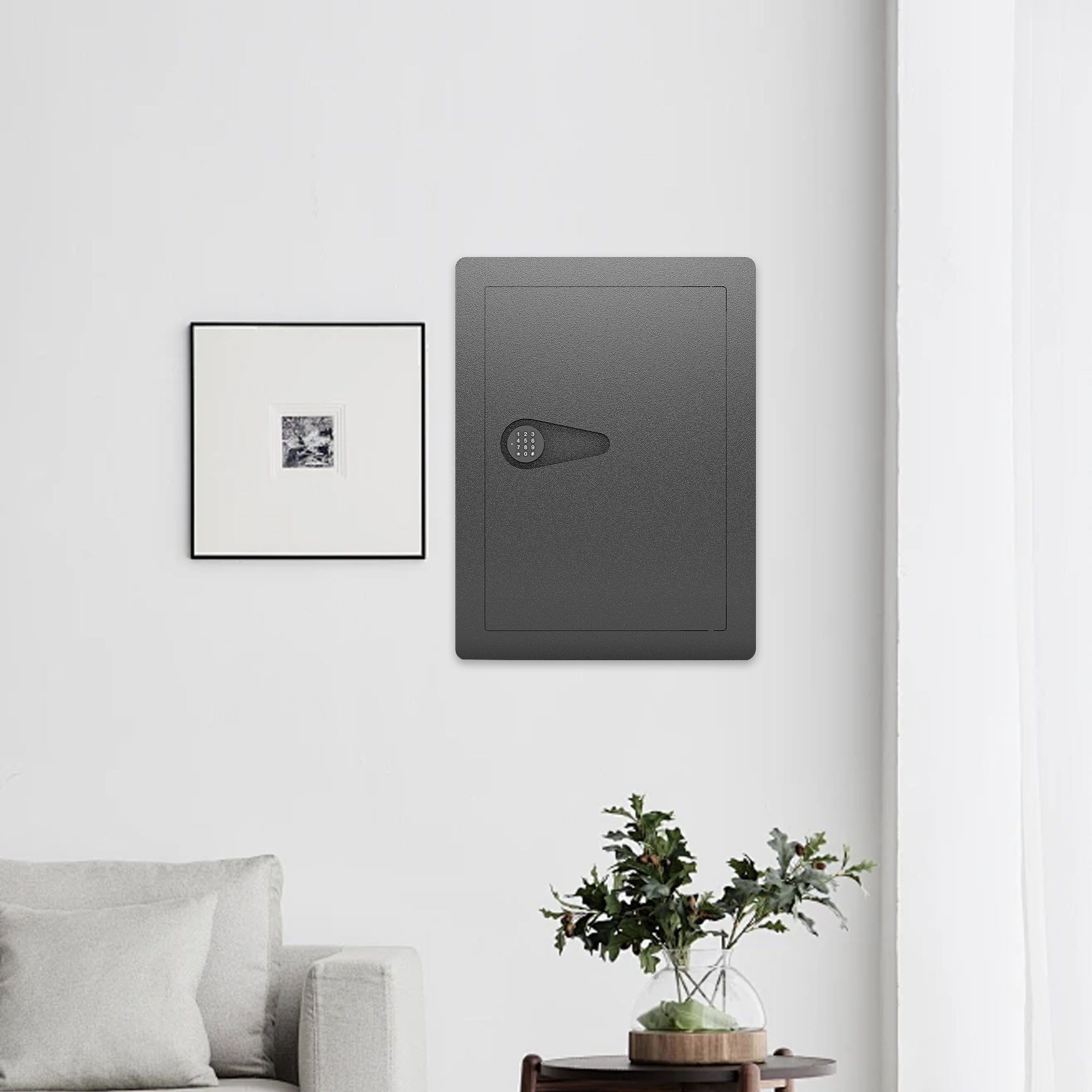 Wall Safes Between The Studs, Hidden Safe With Digital Keypad, Removable Shelves, In Wall Safe For Firearms, Gun, Valuables Black Black Steel