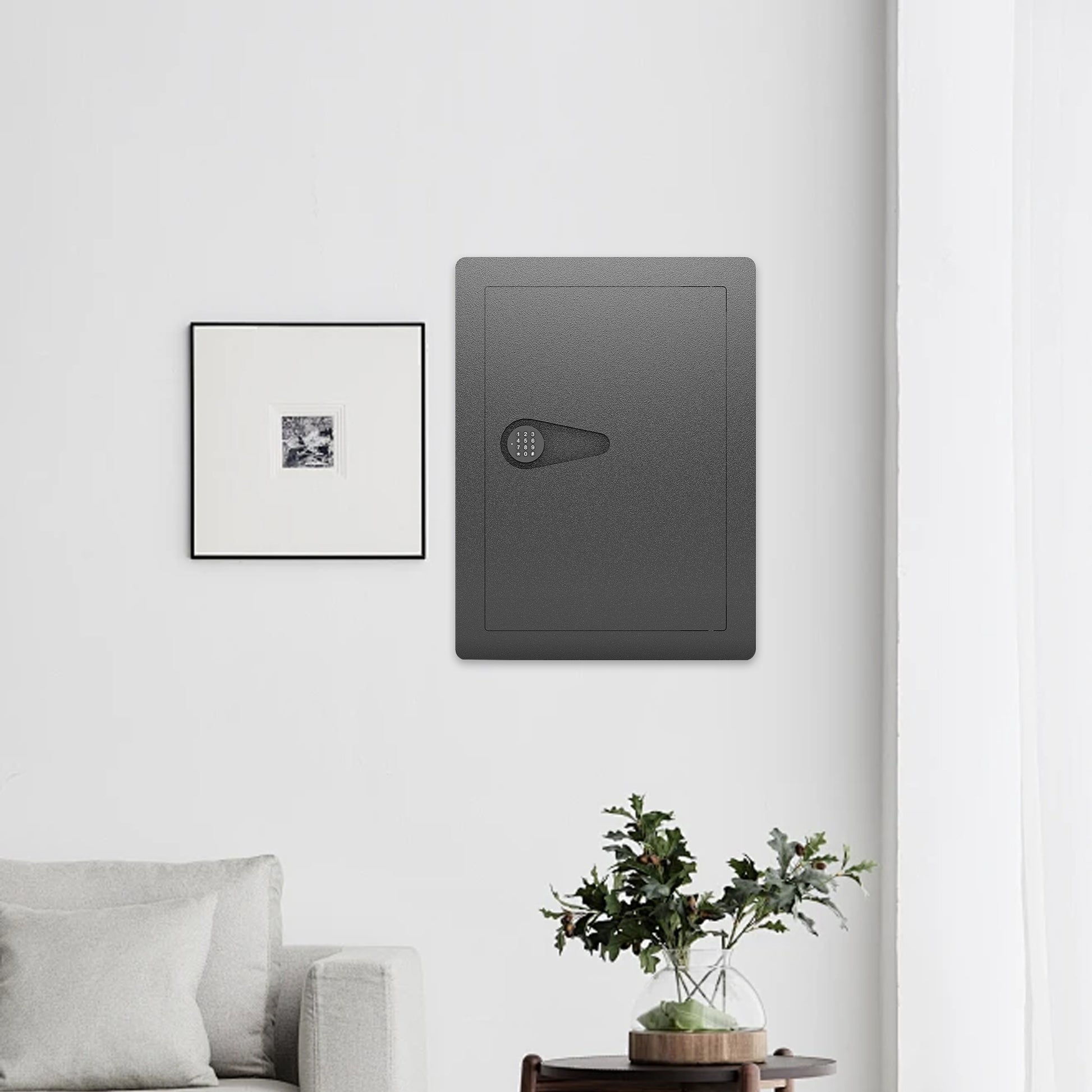 Wall Safes Between The Studs, Hidden Safe With Digital Keypad, Removable Shelves, In Wall Safe For Firearms, Gun, Valuables Black Black Steel