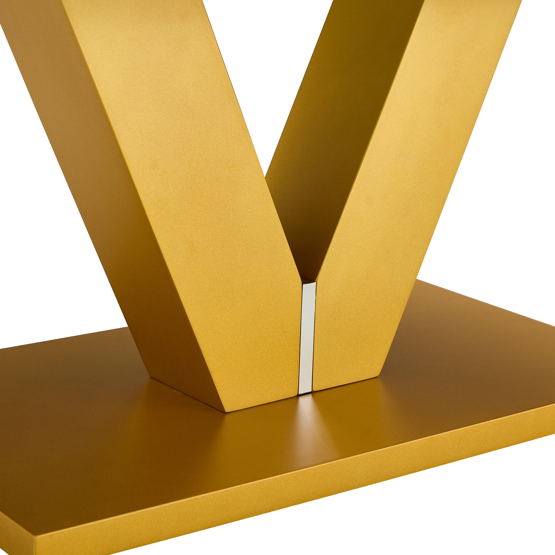 Modern Minimalist Coffee Table. Tempered Glass With Stickers Tabletop,Golden Mdf Pillars. Suitable For Living Room And Dining Room Gold Mdf Glass