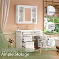 36'' Bathroom Vanity With Medicine Cabinet, Modern Bathroom Storage Cabinet With 2 Soft Closing Doors And 4 Drawers, Single Sink Bathroom Vanity White Bathroom Ceramic,Solid Wood Mdf