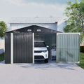 20X13 Ft Outdoor Storage Shed Metal Garage Shed For Car, Bike, Lawnmower Backyard Tool House Building 2 Doors And 4 Vents, Black Black Metal
