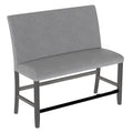Glimm Gray Upholstered Bench With Back Gray Foam Engineered Wood