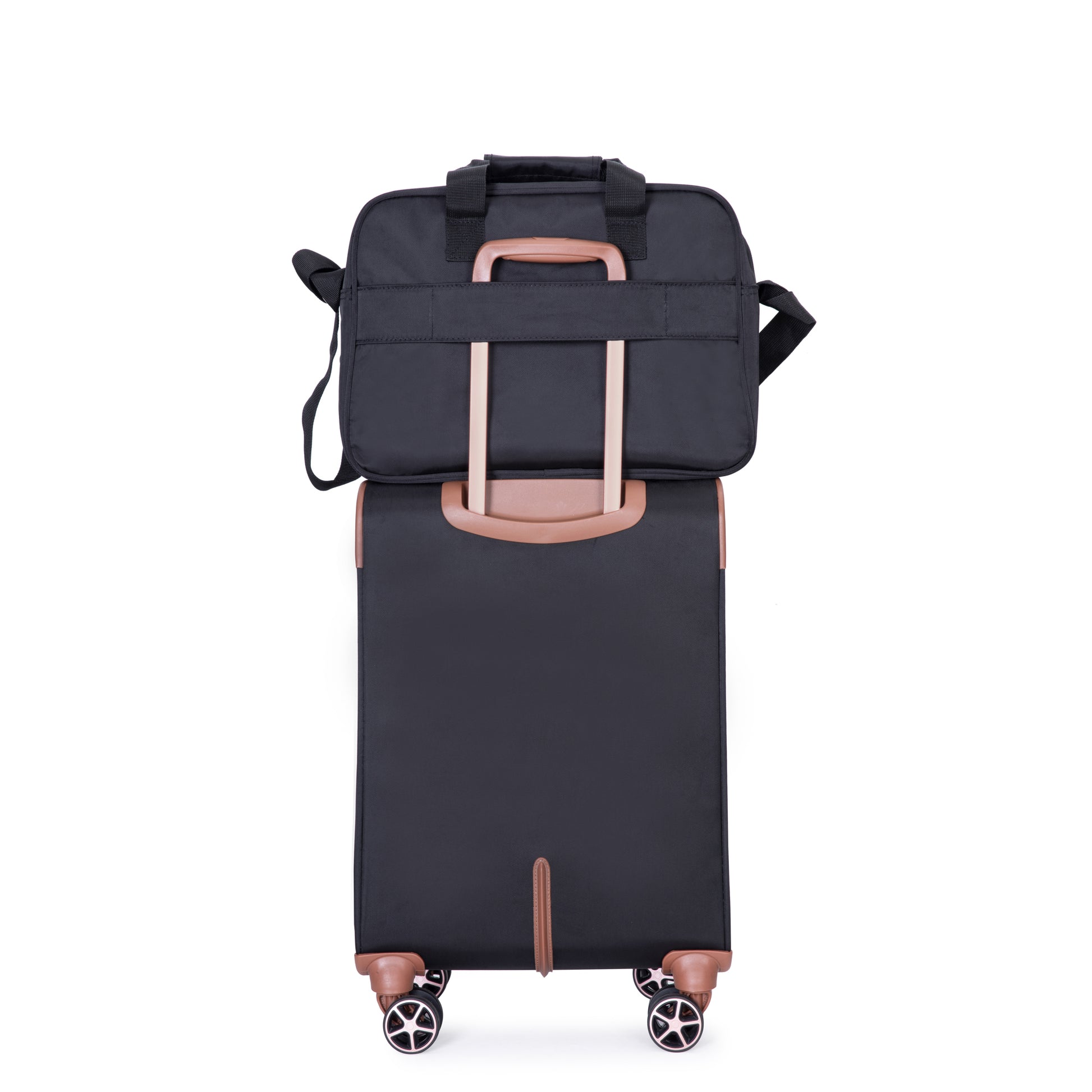 4 Piece Set 16 20 24 28 ,Softshell Suitcase Spinner Wheels Terylene Luggage Sets Carry On Suitcase Luggage Lightweight Durable Suitcase Black Black Polyester