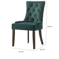 Esme 24 Inch Solid Wood Dining Chair, Velvet, Tufted, Set Of 2, Green Brown Green Wood Fabric