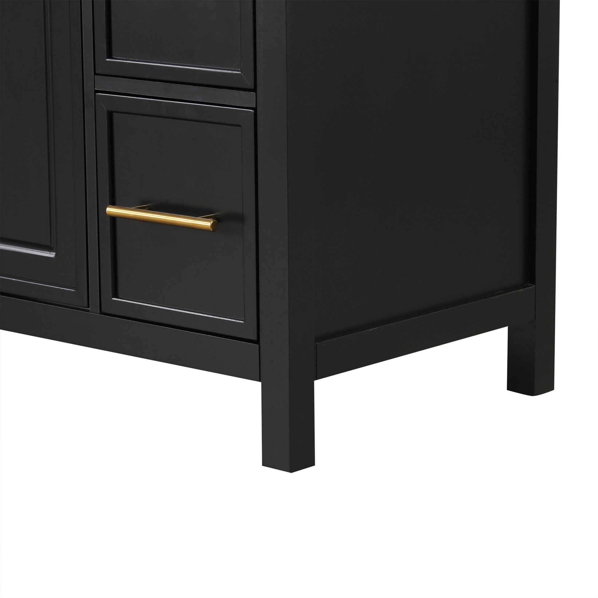 36" Bathroom Vanity With Sink Top, Bathroom Vanity Cabinet With Two Doors And Three Drawers, Solid Woodmdf Boards ,One Package, Black Black Solid Wood Mdf