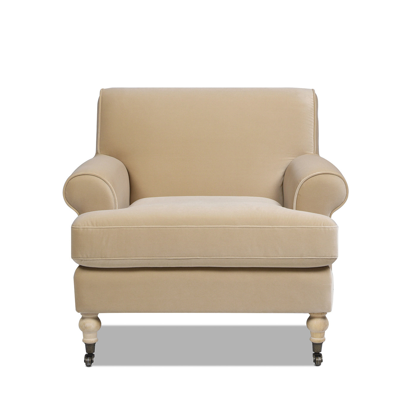 Alana 38" Lawson Accent Arm Chair Metal Casters, Fawn Brown Performance Velvet Brown Foam Velvet