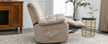 Massage Recliner Chair Electric Power Lift Recliner Chairs With Heat, Vibration, Side Pocket For Living Room Bedroom, Beige Beige Velvet