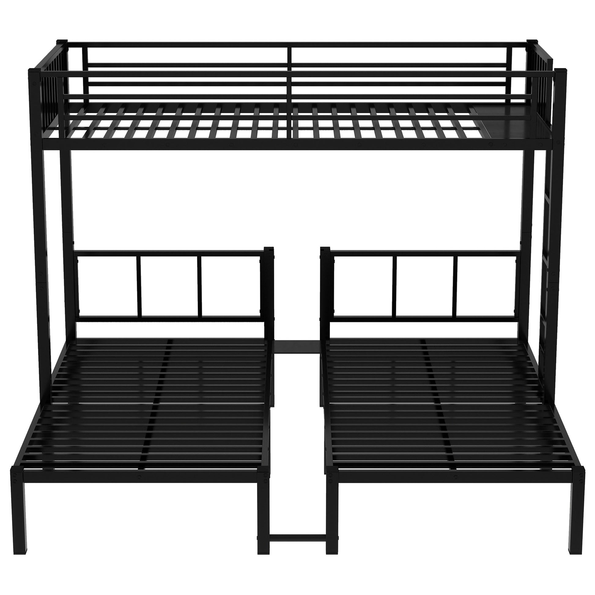 Twin Over Twin & Twin Bunk Beds For 3, Twin Xl Over Twin & Twin Bunk Bed Metal Triple Bunk Bed, Black Twin Black Metal