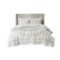 3 Piece Tufted Cotton Chenille Coverlet Set Ivory Taupe Full Queen Ivory Taupe Cotton