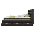 Full Size Wooden Led Platform Bed With Trundle, With Storage Headboard, With Drawers, Brown Full Brown Plywood
