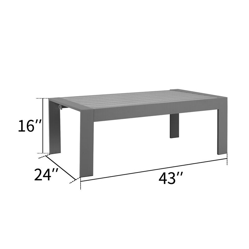 5 Pieces Outdoor All Weather Conversation Set, Sectional Sofa, Aluminum Couch Dark Gray Cushions Grey Aluminium