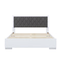 Queen Size Upholstered Bed With Led Light,Modern Platform Bed With With Velvet Headboard,White Queen White Mdf