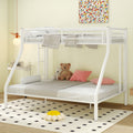 Twin Xl Over Queen Metal Bunk Bed With Ladder And Guardrails, White Box Spring Not Required Twin Xl White Metal Metal