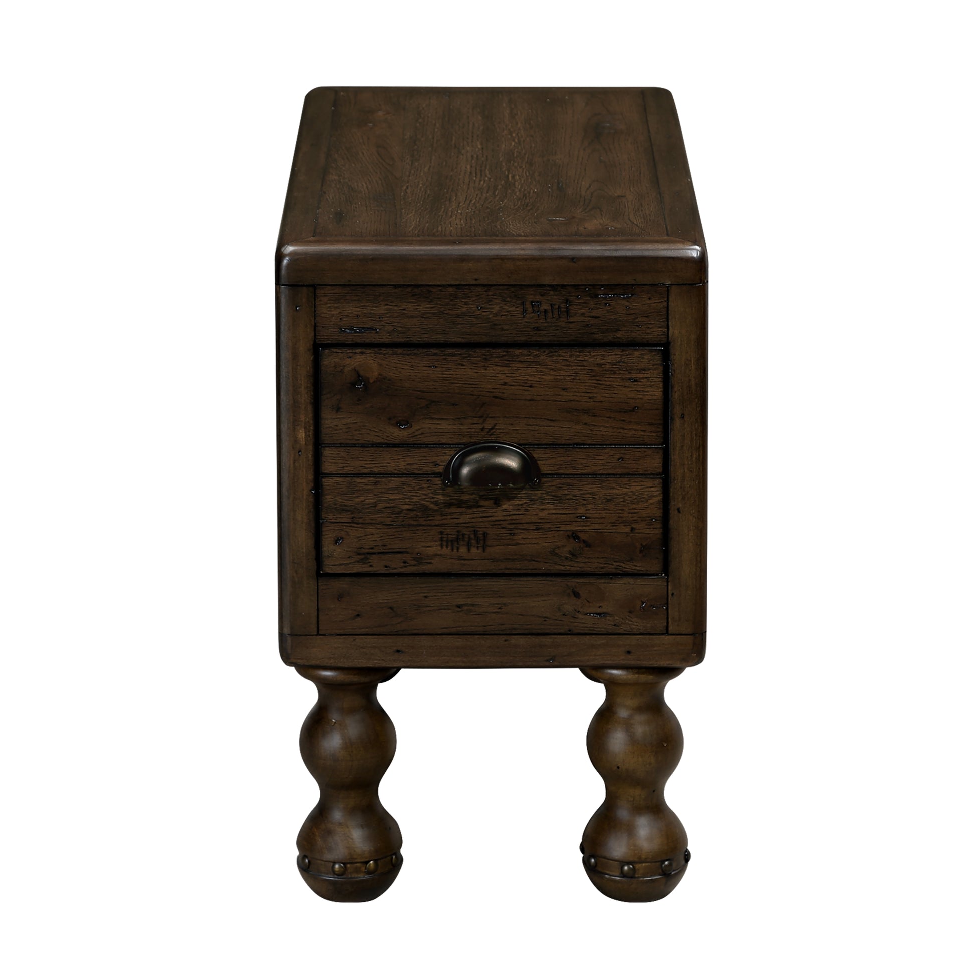 Solid Wood End Table, Rectangle 23.6 Inch Narrow Side Table With Drawer, Vintage Bedside Table Nightstand For Small Spaces, Living Room, Bedroom, Easy Assembly, Espresso Espresso Pine