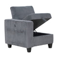 Modern Living Room Furniture 1Pc Dark Gray Chair With One Arm, Storage Pouch And Charging Ports Corduroy Fabric Upholstery Dark Gray Primary Living Space Contemporary,Modern Solid Wood