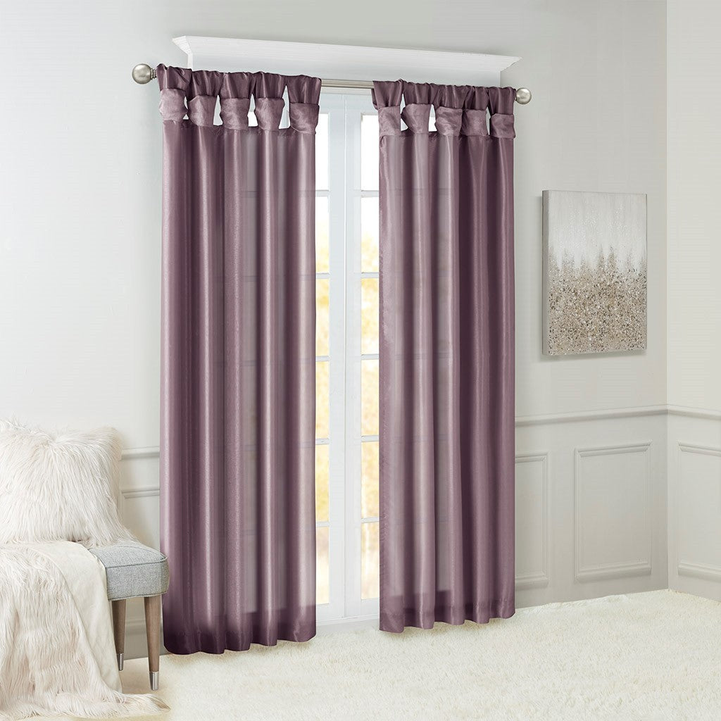 Twist Tab Lined Window Curtain Panel Only 1 Pc Panel Purple Polyester
