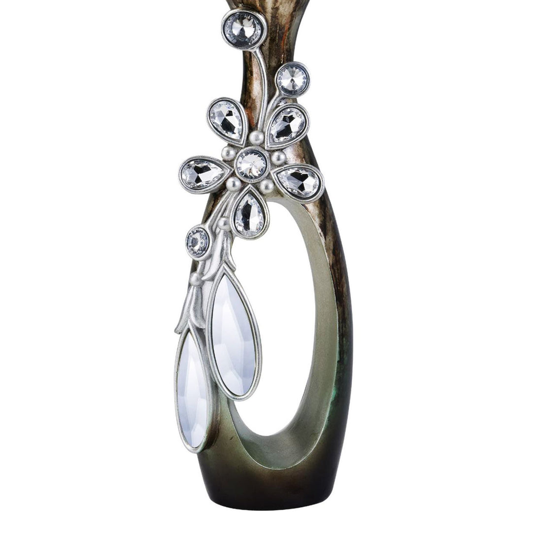 20" Tall Polyresin "Balleria" Candleholder, Crystal And Glass Accent Multicolor Polyresin