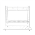 Heavy Duty Sturdy Meta Twin Over Twin With Trundle Bunk Bed L Noise Reduced Safety Guardrail No Box Spring Needed,White Box Spring Not Required Twin White Metal