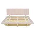 Queen Size Upholstered Floating Bed With Led Light And Usb Port, Velvet, Pink, Hydrualic Platform Bed Queen Pink Velvet