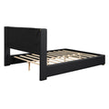 Full Size Upholstered Platform Bed With Metal Strips, Black Full Black Pu