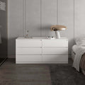 White 6 Drawer Rectangle Dresser White Particle Board