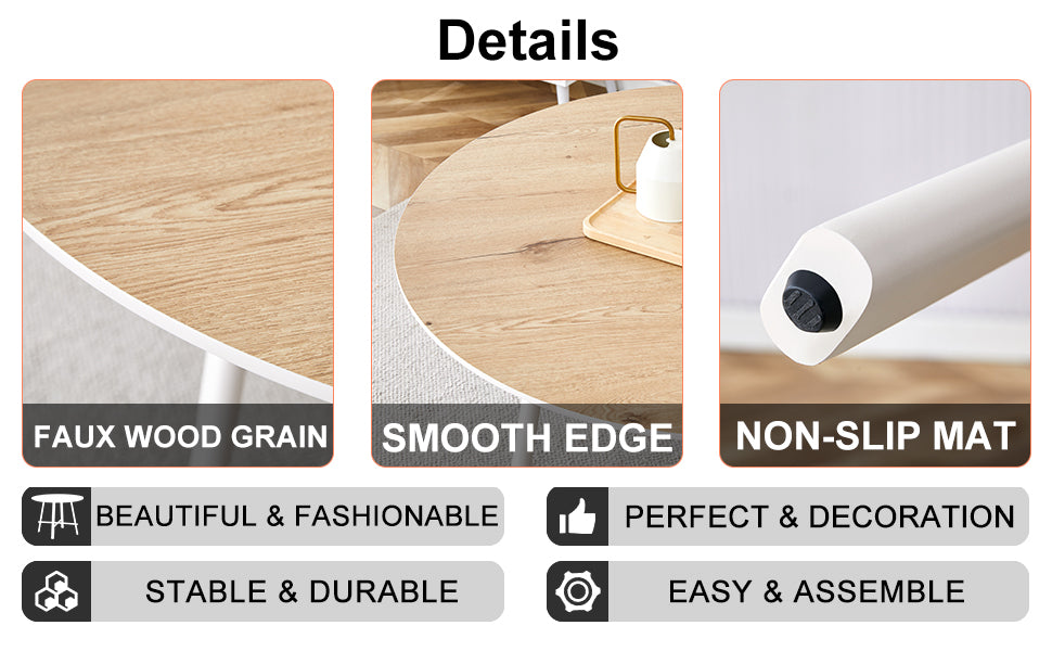 Table And Chair Set, Mdf Desktop, White Metal Table Legs, Stable And Beautiful, Suitable For Most Styles Of Home. Modern Simple Dining Table, Comfortable Seating. White Seats 4 Mdf