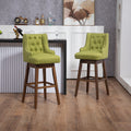 Coolmore Bar Stools Set Of 2 Counter Height Chairs With Footrest For Kitchen, Dining Room And 360 Degree Solid Wood Legs Swivel Bar Stools Set Of 2 Olive Linen Olive Foam Linen